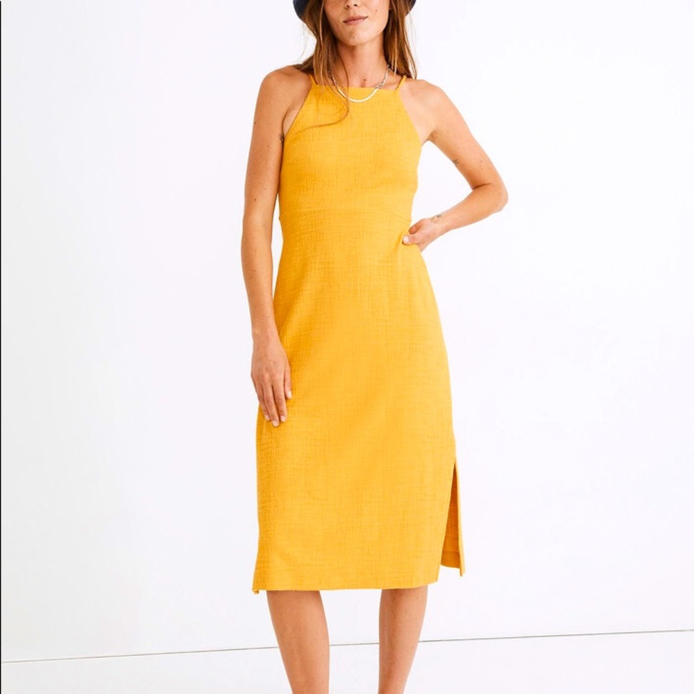 Madewell NWOT Mustard Knit Apron Cami Dress Size Large